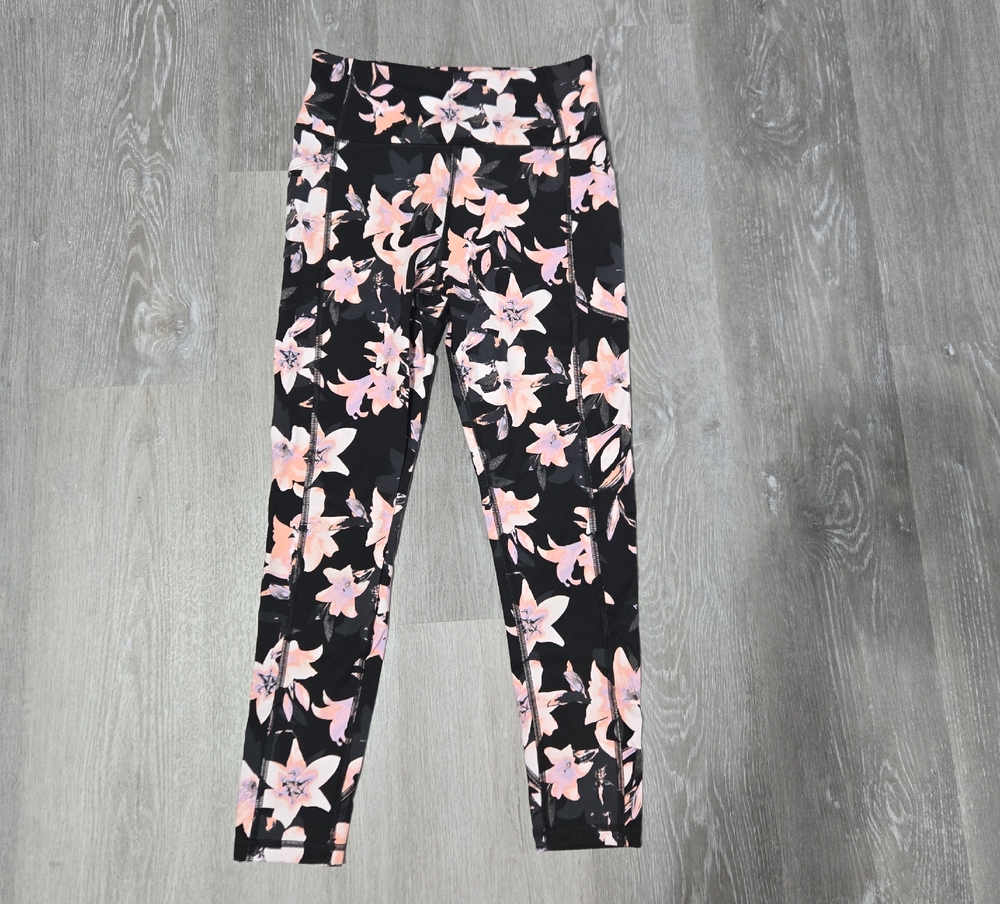 Victoria's Secret Black Leggings with Pink Floral Print